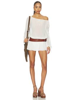 Frankies Bikinis - Paige Lorenze Women's Sheer Off-Shoulder Chiffon Mini Dress White
