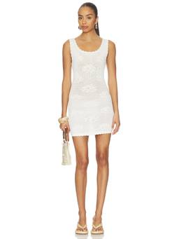 Frankies Bikinis - Cameron Crochet Women's Sleeveless Mini Bodycon Dress White