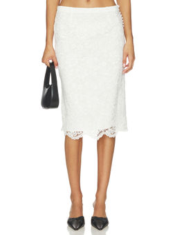 Frankies Bikinis - Paige Lorenze Women's Lace Lined Midi Skirt White