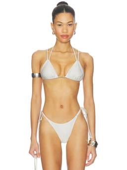 Frankies Bikinis - X Jennie Women's Unpadded Halter Neck Bikini Top Moon