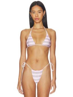 Frankies Bikinis - Reversible Satin Women's Unpadded Tie-Up Bikini Top Pink