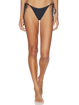 Frankies Bikinis - Mackenzie Women's Ribbed Tie-Up Bikini Bottom Black