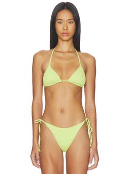 Frankies Bikinis - Nick Smocked Women's Unpadded Halter Tie-Up Bikini Top Sea Glass