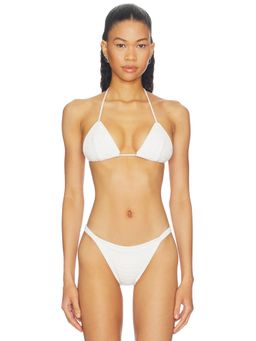 Frankies Bikinis - Paige Lorenze Tide Knit Women's Unpadded Halter Bikini Top White