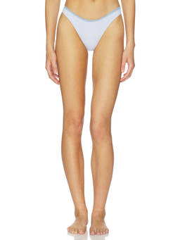 Frankies Bikinis - X Paige Lorenze Dove Ribbed Women's Lace Trim Bikini Bottom Blue