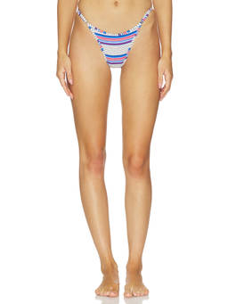 Frankies Bikinis - Luna Women's Striped Pull-On Bikini Bottom Multi-Color
