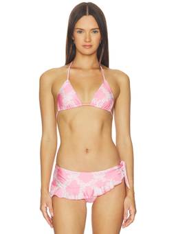 Frankies Bikinis - Nick Satin Women's Unpadded Tie-Up Bikini Top Pink
