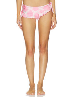 Frankies Bikinis - Farah Satin Women's Ruffle Tie-Up Bikini Bottom Pink
