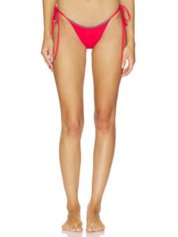 Frankies Bikinis - Mackenzie Women's Beaded Tie-Up Bikini Bottom Havana