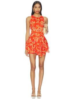 Free People - Raven Printed Women's Sleeveless Smocked Mini Dress Red