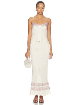 Free People - Wish You Were Here Women's Lace Trim Satin Slip Set Purple