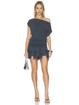 Free People - Daybreak Women's Ruffled Off-Shoulder Mini Dress Black