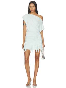Free People - Daybreak Women's One Shoulder Ruffled Mini Dress Blue
