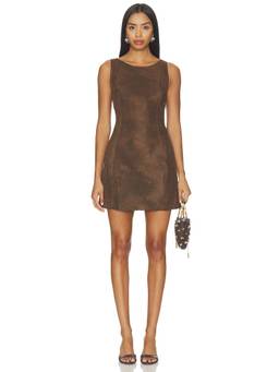 Free People - Atlas Suede Women's Sleeveless Cut-Out Mini Dress Brown