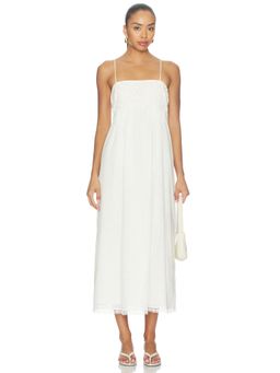 Free People - Sky Dancing Women's Embroidered Lace Trim Midi Dress Ivory