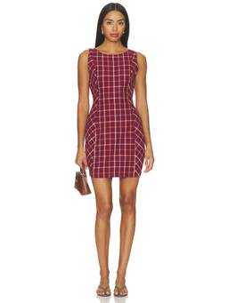 Free People - Atlas Plaid Women's Sleeveless Back Cut-Out Mini Dress Purple
