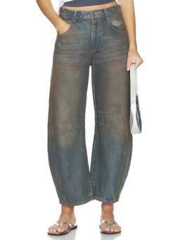 Free People - Good Luck Women's Mid-Rise Barrel Jeans Blue