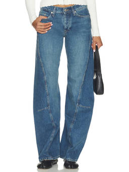 Free People - Twisted Seam Women's Mid-Waist Wide-Leg Jeans Blue