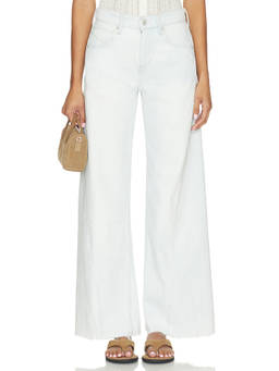Free People - Alter Ego Women's Mid-Waist Raw Hem Wide-Leg Jeans White