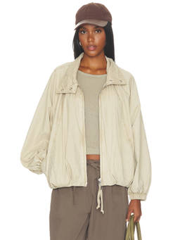 Free People - Chelsea Women's Twill Two-Way Zip Light Jacket Oatmeal