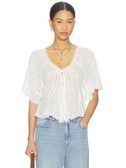 Free People - Eyelet Lace Women's Tie-Up Blouse Clean Ivory