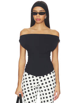 Free People - Harper Women's Off Shoulder Jersey Top Black
