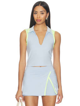 Free People - FP Movement Women's Sleeveless Collar Neck Polo Top Off White