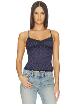 Free People - Intimately Mix & Match Women's Lace Trim Cami Navy Blue