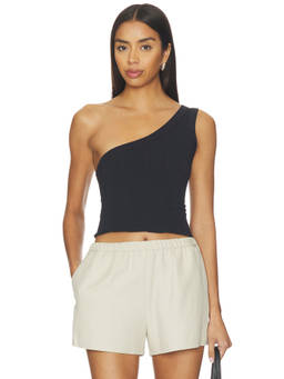 Free People - So Soft Women's Asymmetrical One Shoulder Tank Top Black
