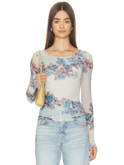 Free People - Lilly Women's Floral Printed Full Sleeves Top Frost Combo