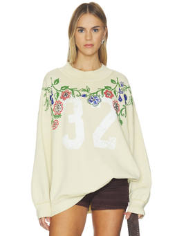 Free People - Palm Springs Women's Graphic Crew Neck Sweatshirt Off White