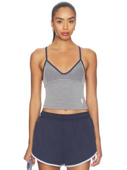 Free People - Perfectly Plated Women's Plunge Neck Strappy Cami Top Navy Blue