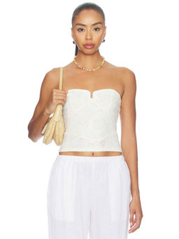 Free People - Ever Afternoon Women's Lace Strapless Tube Crop Top Ivory
