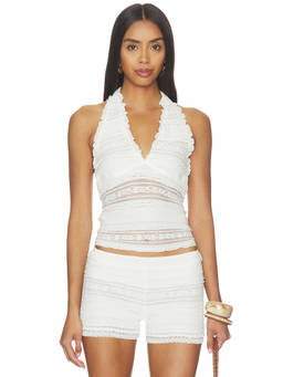 Free People - Intimately FP Flirty Frills Women's Lace Halter Top Ivory