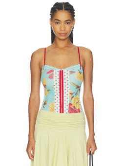 Free People - Here And There Women's Mesh Adjustable Strap Bodysuit Seafoam