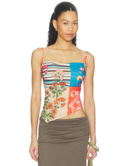 Free People - Estella Women's Sleeveless Crepe Tank Top Multi-Color