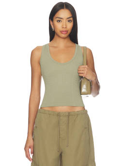 Free People - Clean Slate Women's Seamless Sleeveless Waffle Knit Tank Top Green