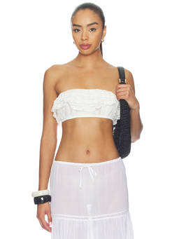 Free People - Flirty Frill Women's Lace Strapless Bandeau Crop Top Ivory