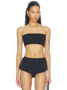 Free People - Lola Women's Textured Strapless Bandeau Bikini Top Black
