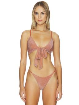 Free People - Sydney Women's Metallic Tie-Up Bikini Top Hazel