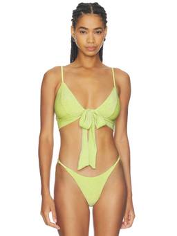 Free People - Lurex Sydney Women's Tie-Front Unpadded Crop Bikini Top Yellow