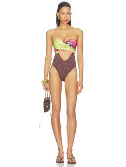 Free People - Miley Convertible Women's Wrap Tie Cut-Out One-Piece Swimsuit Mauve