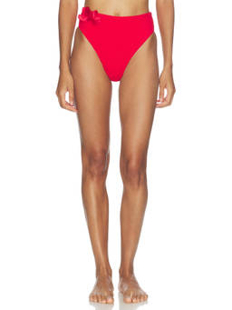 FARM Rio - Placed Print Women's Full Cut High-Waist Bikini Bottom Red