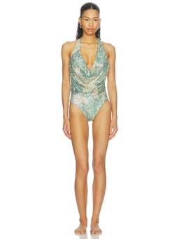 FARM Rio - Mosaic Women's Halter Neck Sequin One-Piece Swimsuit Multi-Color