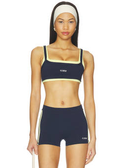 FORM - Scoop Layered Women's Removable Pads Pull-On Sports Bra Navy Blue