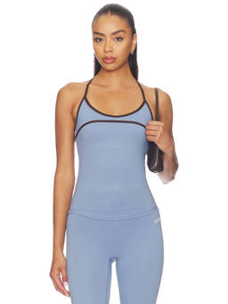 FORM - Scoop Contrast Women's Removable Pads Stretch Sports Bra Blue
