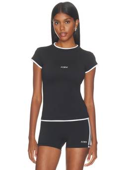 FORM - Layered Women's Logo Print Crew Neck T-Shirt Black