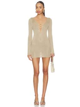 Flook The Label - Farrah Women's Cut-Out Lace-Up Mini Dress Khaki