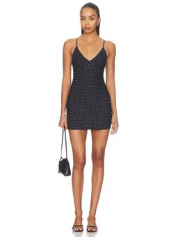 Good American - Weightless Sculpting Women's Polka Dot Strappy Bodycon Mini Dress Black
