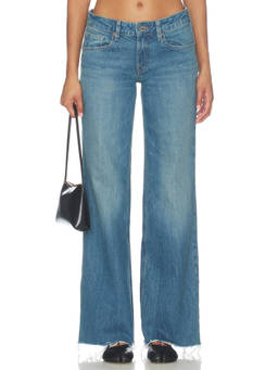 Good American - Vintage Low Loose Women's Frayed Hem Wide Jeans Blue